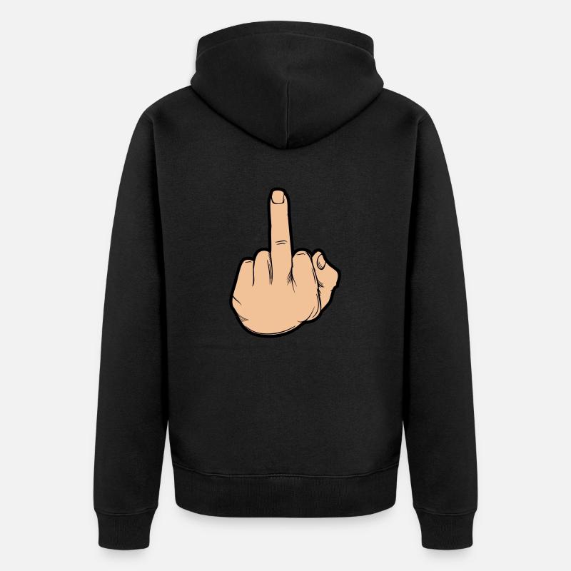 hand mittelfinger - Unisex Premium Bio Zip Hoodie - Schwarz