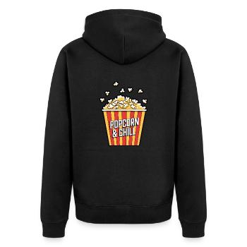 Popcorn & Chill - Unisex Premium Organic Zip Hoodie - black - Back - Nico (187cm)