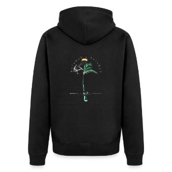 Windkind Surfers - Unisex Premium Bio Zip Hoodie - Schwarz - Hinten - Nico (187cm)