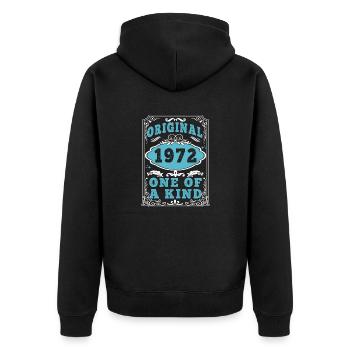 Original 1972 Vintage Retro. Geburtstag T-Shirt 2 - Unisex Premium Bio Zip Hoodie - Schwarz - Hinten - Nico (187cm)