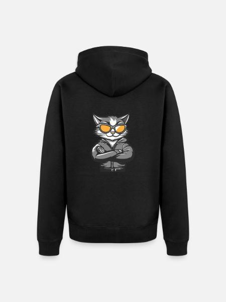 Cat Comic Cool - Unisex Premium Organic Zip Hoodie - black