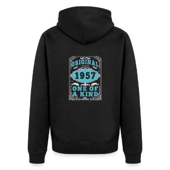 Original 1957 Vintage Retro. Birthday Tshirt 2 - Unisex Premium Organic Zip Hoodie - black - Back - Nico (187cm)