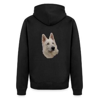 weisser Schäferhund Kopf - Unisex Premium Bio Zip Hoodie - Schwarz - Hinten - Nico (187cm)