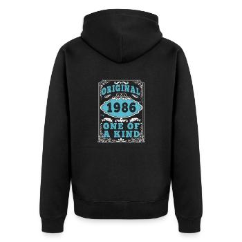 Original 1986 Vintage Retro. Geburtstag T-Shirt 2 - Unisex Premium Bio Zip Hoodie - Schwarz - Hinten - Nico (187cm)