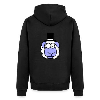 Schaf Herr Gentleman Zylinder Hut Monokel Brille - Unisex Premium Bio Zip Hoodie - Schwarz - Hinten - Nico (187cm)