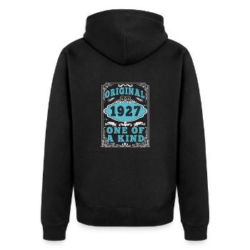 Original 1927 Vintage retro. Tshirt anniversaire 2 - Veste à capuche bio Premium Unisexe - noir - Dos - Nico (187cm)