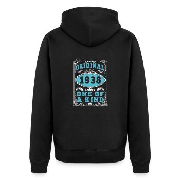Original 1938 Vintage retro. Tshirt anniversaire 2 - Veste à capuche bio Premium Unisexe - noir - Dos - Nico (187cm)