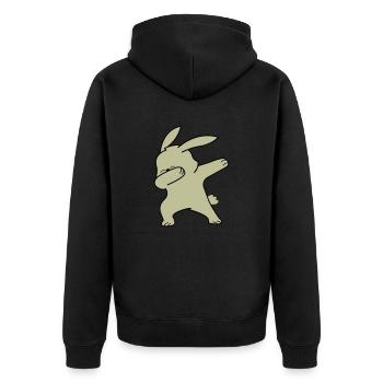 Dabbing Rabbit - Unisex Premium Bio Zip Hoodie - Schwarz - Hinten - Nico (187cm)