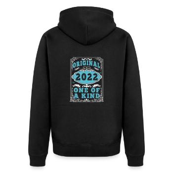 Original 2022 Vintage Retro. Birthday Tshirt 2 - Unisex Premium Organic Zip Hoodie - black - Back - Nico (187cm)