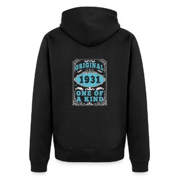 Original 1931 Vintage retro. Tshirt anniversaire 2 - Veste à capuche bio Premium Unisexe - noir - Dos - Nico (187cm)