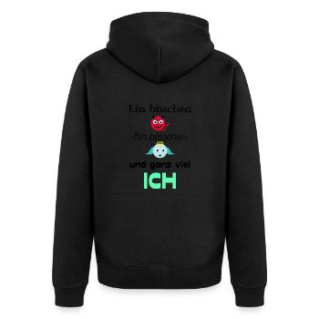 Engel und Teufel - Unisex Premium Bio Zip Hoodie - Schwarz - Hinten - Nico (187cm)