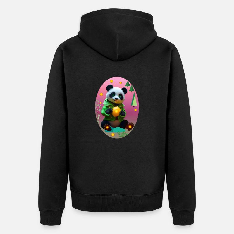Cyber panda avec citron néon - Veste à capuche bio Premium Unisexe - noir