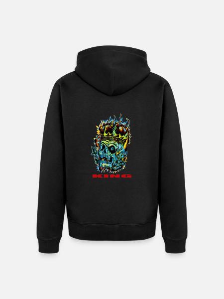 KING - Unisex Premium Organic Zip Hoodie - black