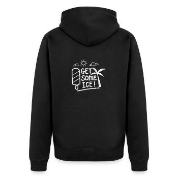 HOLT SICH EIS AM STIEL PALMEN STRAND URLAUB MOTIVE - Unisex Premium Bio Zip Hoodie - Schwarz - Hinten - Nico (187cm)