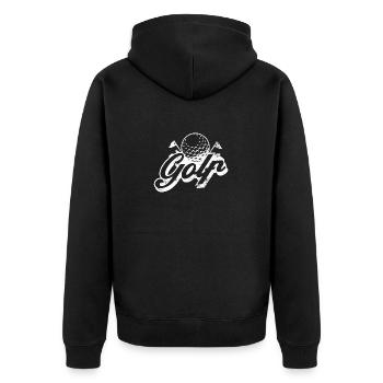 GOLF SPORT GOLF BALL GAME GOLF COURSE SLOGAN MOTIFS - Unisex Premium Organic Zip Hoodie - black - Back - Nico (187cm)