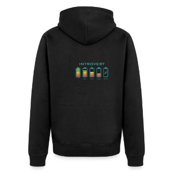 Empty Introvert Design für introvertierte Menschen - Unisex Premium Bio Zip Hoodie - Schwarz - Hinten - Nico (187cm)