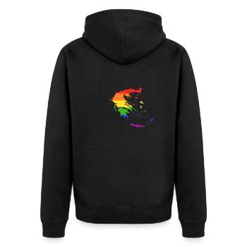Griechenland Regenbogenflagge für LGTBQ-Griechen - Unisex Premium Bio Zip Hoodie - Schwarz - Hinten - Nico (187cm)
