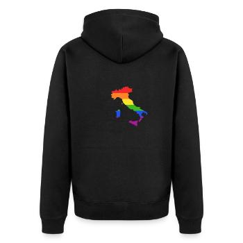 Italien Regenbogenflagge für LGTBQ-Italiener - Unisex Premium Bio Zip Hoodie - Schwarz - Hinten - Nico (187cm)