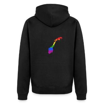 Norwegen Regenbogenflagge für stolze LGTB-Norweger - Unisex Premium Bio Zip Hoodie - Schwarz - Hinten - Nico (187cm)