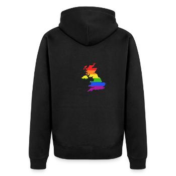 Vereinigtes Königreich Regenbogen für LGTBQ Briten - Unisex Premium Bio Zip Hoodie - Schwarz - Hinten - Nico (187cm)