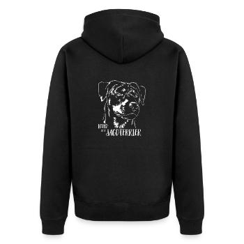 Loved by a Jagdterrier Hundespruch Hunde Wilsigns - Unisex Premium Organic Zip Hoodie - black - Back - Nico (187cm)