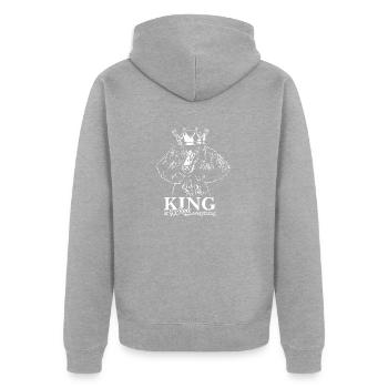 Pudel King Hundespruch Großpudel Königspudel Hunde - Unisex Premium Bio Zip Hoodie - Grau meliert - Hinten - Nico (187cm)