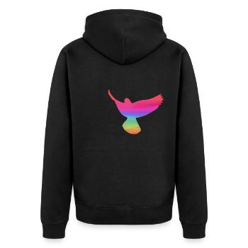 pigeons,deaf,birds,rainbows,colorful,graffiti, - Unisex Premium Organic Zip Hoodie - black - Back - Nico (187cm)