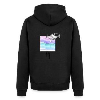Fly Drohne Drone Pilot Wolke wolken - Unisex Premium Bio Zip Hoodie - Schwarz - Hinten - Nico (187cm)