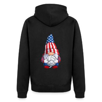 Volleyball Gnome 4th of July US Flag for Boys Kids - Unisex Premium Organic Zip Hoodie - black - Back - Nico (187cm)