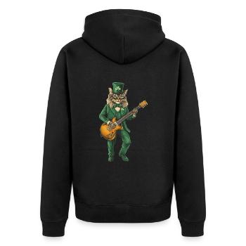 Katze - Unisex Premium Bio Zip Hoodie - Schwarz - Hinten - Nico (187cm)