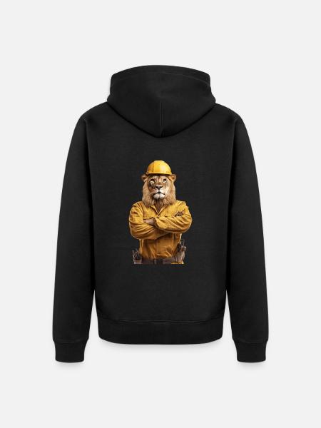 Löwe - Unisex Premium Bio Zip Hoodie - Schwarz