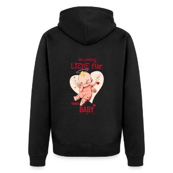 Die Ganze Liebe Für Mein Baby - Unisex Premium Bio Zip Hoodie - Schwarz - Hinten - Nico (187cm)