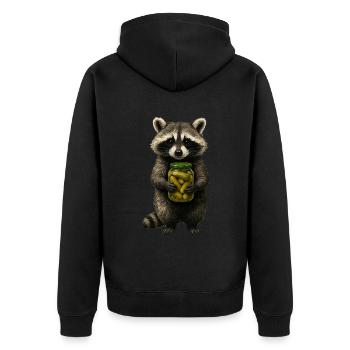 Niedlicher Waschbär mit Gurkenglas Tier Müll Panda - Unisex Premium Bio Zip Hoodie - Schwarz - Hinten - Nico (187cm)