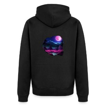full moon nature - Unisex Premium Organic Zip Hoodie - black - Back - Nico (187cm)