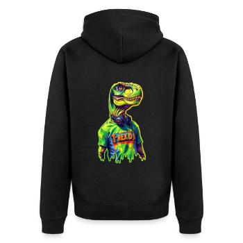 DJ T-Rex 🎧 - Veste à capuche bio Premium Unisexe - noir - Dos - Nico (187cm)