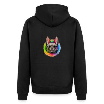 Rainbow Dog French Bulldog - Unisex Premium Organic Zip Hoodie - black - Back - Nico (187cm)