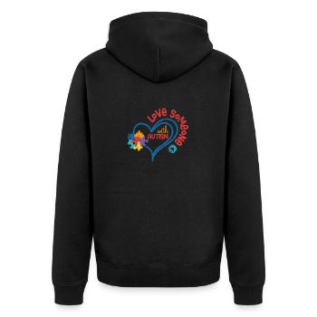 AUTISMUS LIEBEN HERZ PUZZLE SYNDROM SPRUCH MOTIV - Unisex Premium Bio Zip Hoodie - Schwarz - Hinten - Nico (187cm)