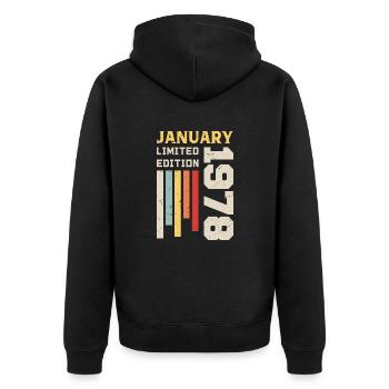 January 1978 - January 1978 Birthday Gift - Unisex Premium Organic Zip Hoodie - black - Back - Nico (187cm)