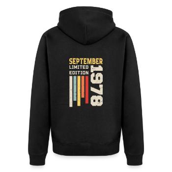 September 1978 Birthday Gift September 1978 - Unisex Premium Organic Zip Hoodie - black - Back - Nico (187cm)