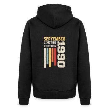 September 1990 Birthday Gift September 1990 - Unisex Premium Organic Zip Hoodie - black - Back - Nico (187cm)
