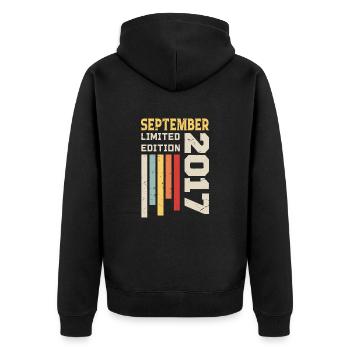 September 2017 Birthday Gift September 2017 - Unisex Premium Organic Zip Hoodie - black - Back - Nico (187cm)