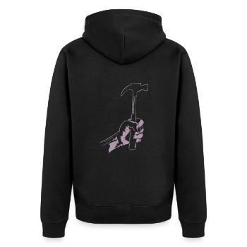 Zimmerer Hammer Silhouette Minimalist - Unisex Premium Organic Zip Hoodie - black - Back - Nico (187cm)