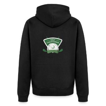 GOLF GOLFER GOLFSCHLÄGER CAP MOTIVE SHIRT GESCHENK - Unisex Premium Bio Zip Hoodie - Schwarz - Hinten - Nico (187cm)