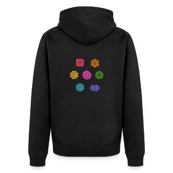 Chakras - Unisex Premium Bio Zip Hoodie - Schwarz - Hinten - Nico (187cm)