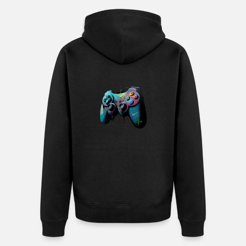 Game On Controller - Unisex Premium Bio Zip Hoodie - Schwarz