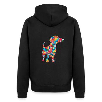 Dackel Mama Dachshund Kinder Frauen Mädchen Teckel - Unisex Premium Bio Zip Hoodie - Schwarz - Hinten - Nico (187cm)