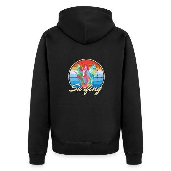 Surf Surf SurfBoard Motif en Vintage Look Cadeau - Veste à capuche bio Premium Unisexe - noir - Dos - Nico (187cm)