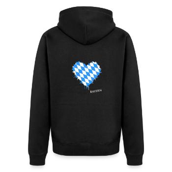 Bayern, Herz, Bavaria, Love, Oberbayern - Unisex Premium Bio Zip Hoodie - Schwarz - Hinten - Nico (187cm)