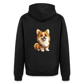 Chien mignon Poméranien - Veste à capuche bio Premium Unisexe - noir - Dos - Nico (187cm)