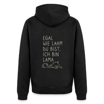 Egal wie lahm du bist ich bin lama - Wortspiel - Unisex Premium Bio Zip Hoodie - Schwarz - Hinten - Nico (187cm)